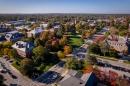 Campus aerial photo in fall